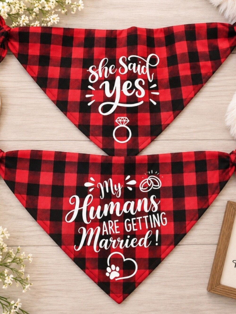 Plaid Engagement Dog Bandanas